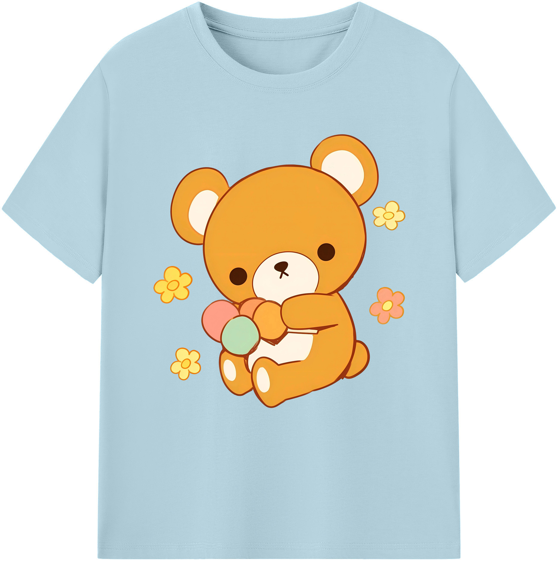（画像用） リラックマ リラックマ キイロイトリ Rilakkuma Korilakkuma Kiiroitori 綿100％半袖Tシャツ（フロントプリント）